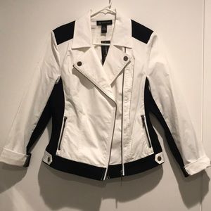 NWT INC black and white zip moto jacket